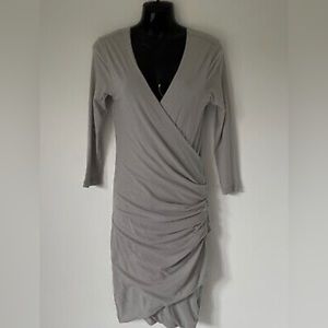 James Perse Fog Ruched Waist Cotton Dress